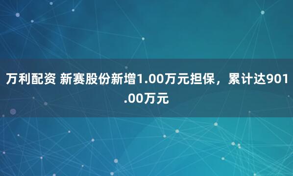 万利配资 新赛股份新增1.00万元担保，累计达901.00万元